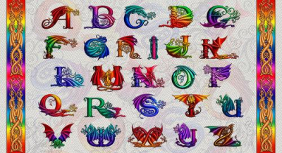 Rainbow Dragon White Background Dragon Letters