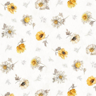 Fields Of Gold White Background With Flowers