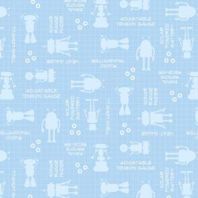 Alpha-Bots - Robots & Words Light Blue Background