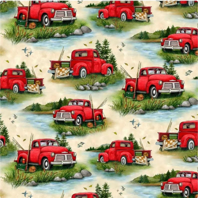 Down By The Lake-Red Truck/Beige Back