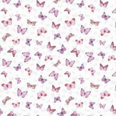 Blush Garden - Pink & Purple Butterflies White Backgound