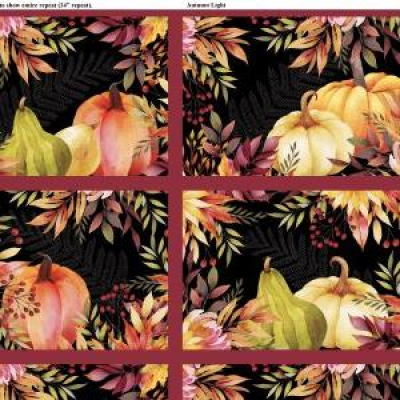 Autumn Light - Pumpkins & Flowers Placemat Panel