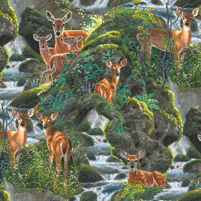 3 Wishes Fabric - New Beginnings - Spotted Deer