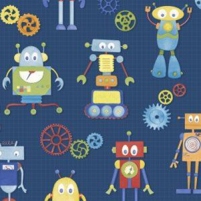 Alpha-Bots - Robots Navy Blue Background