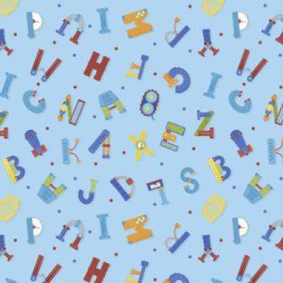 Alpha-Bots - Mechanical Alphabets Light Blue Background