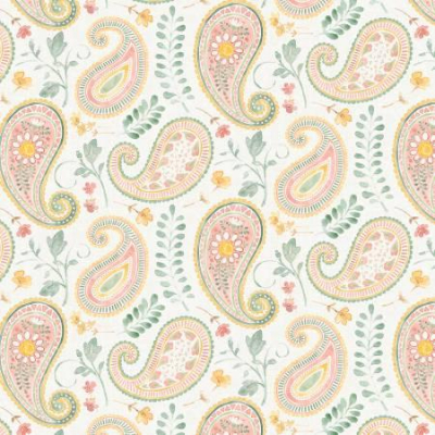 Daisy Days White Background With Coloured Paisley