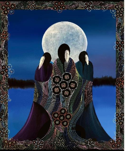 Betty Albert's Full Moon Rising - 3 Sisters 36" Panel