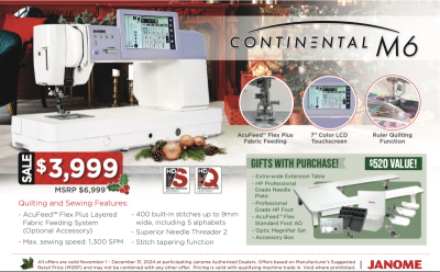 Janome Continental M6 Christmas Package