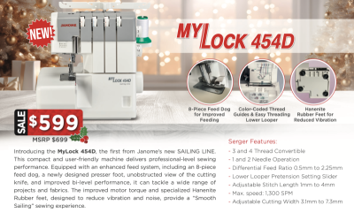 Janome MyLock 454D Serger Christmas Package