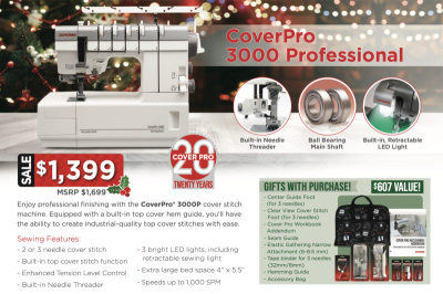 Janome CoverPro 3000 Professional Cover Stitch Machine Christmas Package