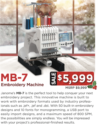 Janome MB-7 Embroidery Machine Christmas Package