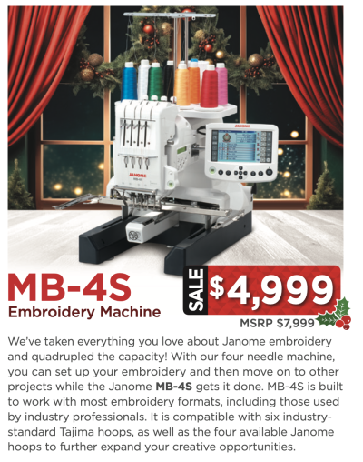 Janome MB-4S Embroidery Machine Christmas Package