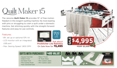 Janome Quilt Maker 15 Christmas Package