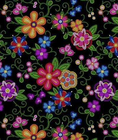 Beaded Floral Black Canvas